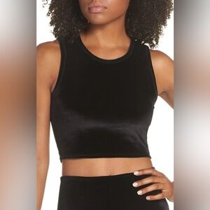 BEYOND YOGA Velvet Motion Crop Top Black Workout Athleisure Velour size Small
